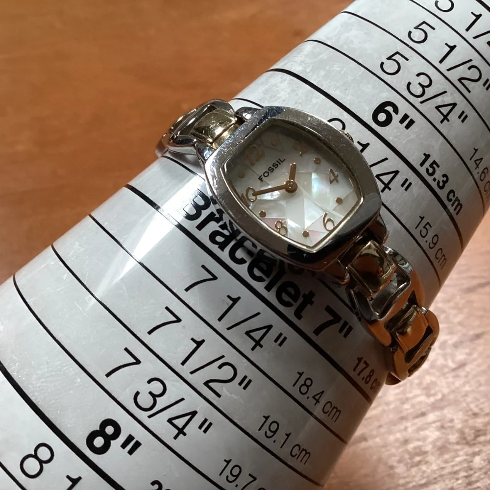 Fossil Women’s Watch ES 1427 MOP Mosaic Silver Gold-tone 20 mm
